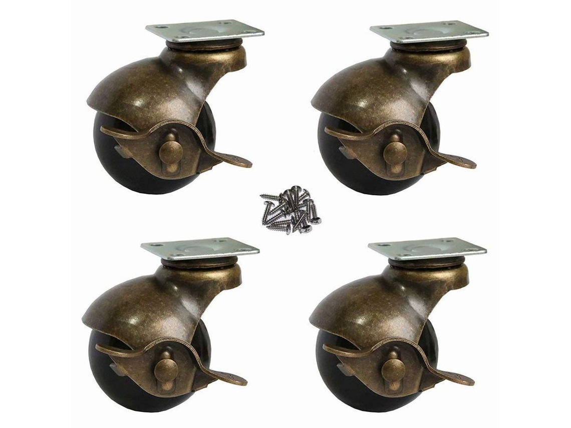Ruedas Giratorias Antiguas De Muebles Linjou, Ruedas De Bola De Poliuretano Con Placa, Para Muebles Ligeros
