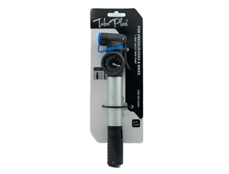 Bomba de aire de alta gama para presurizadores y bicicletas con manómetro 22 cm - Aluminio - Max. 100 PSI TUBOPLUS