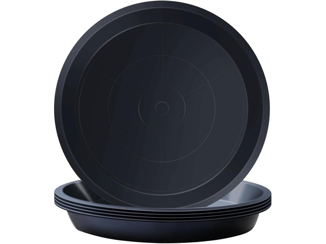 5 Platos Negros Plástico 21cm Para Macetas Flores Jardín Interior Exterior