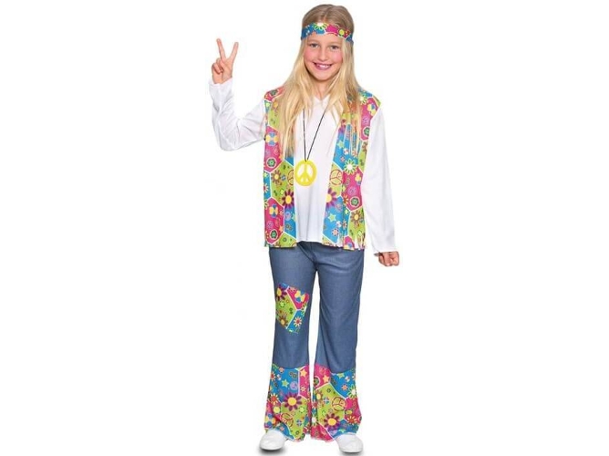 Disfraz de Niña DISFRAZZES Hippie Floreada (Talla: 10 a 12 años)
