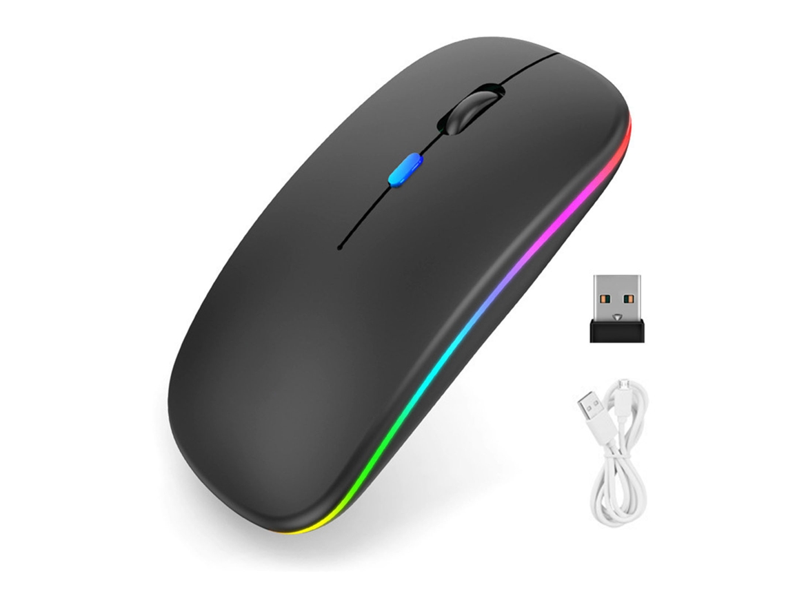Ratón Inalámbrico 2.4g Con Bluetooth, Recargable, 3 Dpi, Silencioso, Diseño Mini, Plástico Negro, Para El Hogar Y La Oficina.