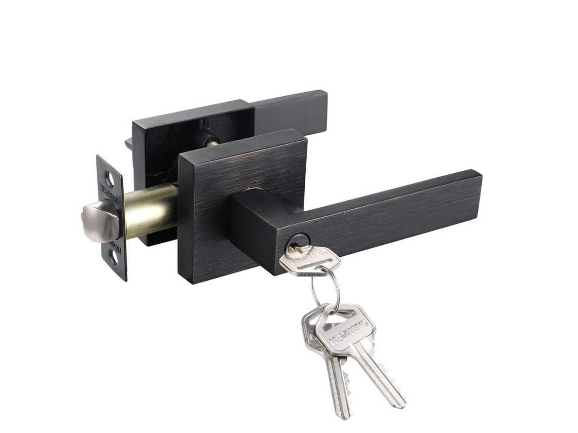 Manija de cerradura de puerta reforzada, hecha de bronce aceitado. Mudg