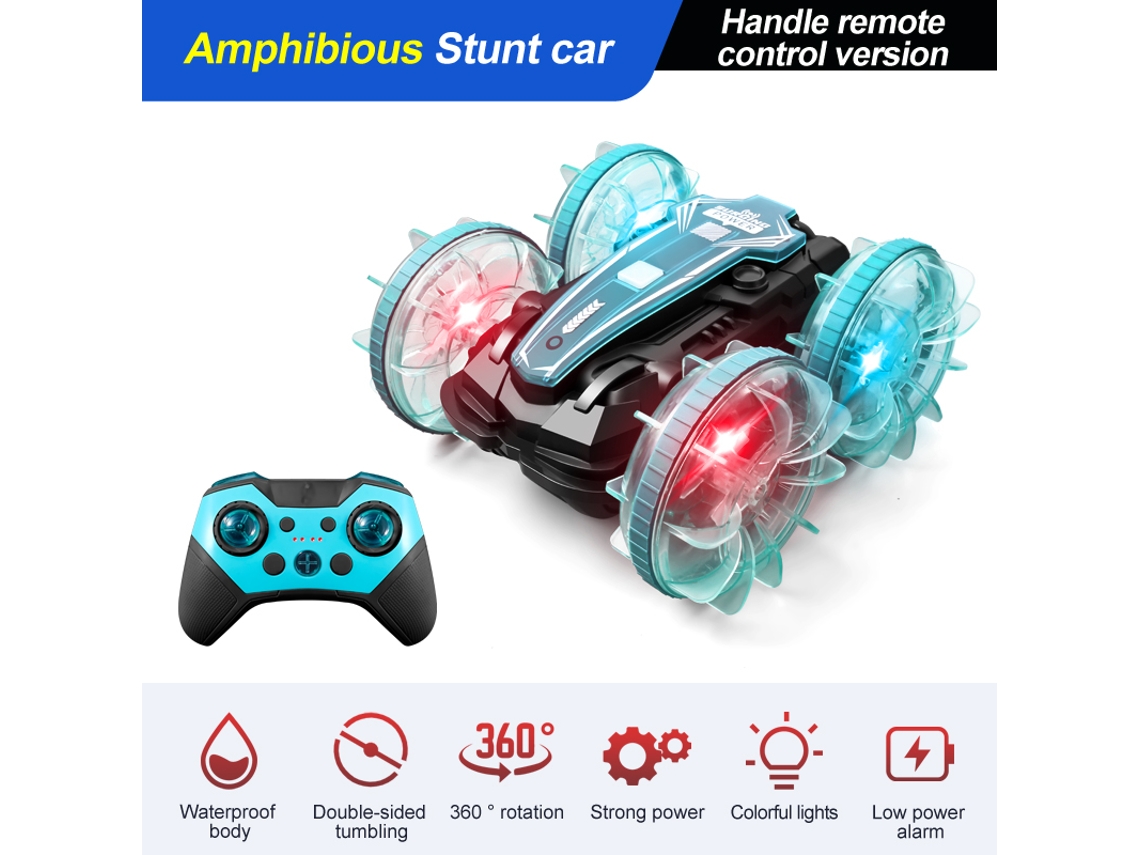 Coche RC anfibio impermeable, coche acrobático, rotación de 360°, derrape y conducción bidireccional, ideal para jugar en piscinas y al aire libre. Aeuzwr