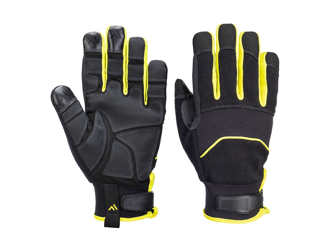 Guante resistente a pinchazos de aguja, protección superior / Negro Amarillo / S Portwest