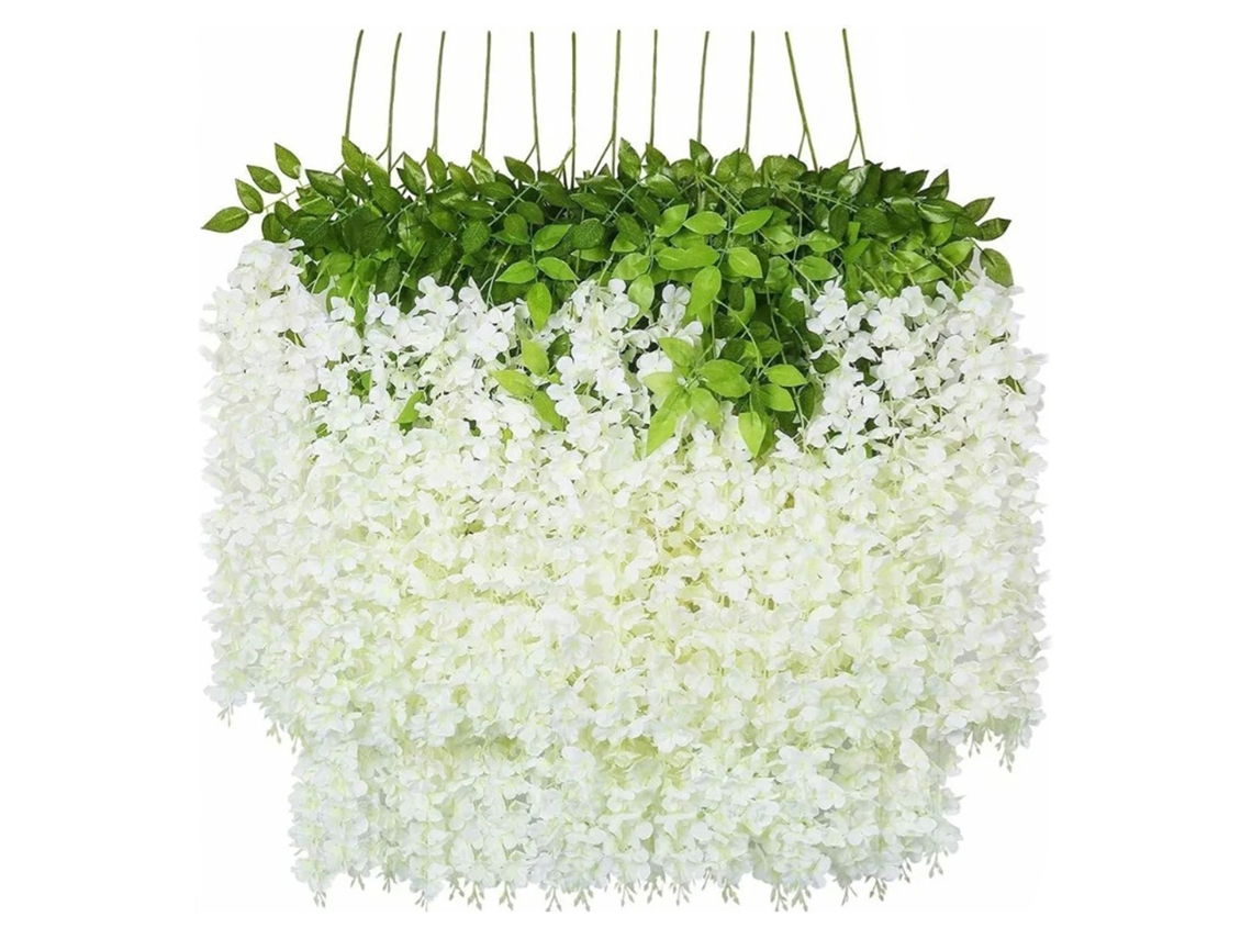 MEOIRUERY 12 Pzs Glicina Blanca Artificial Decoración Elegante para Bodas y Ceremonias al Aire Libre