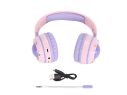 Fones De Ouvido Bluetooth Para Crianças Com Luzes Rgb 15h De Reprodução Microfone Desmontável Roxo