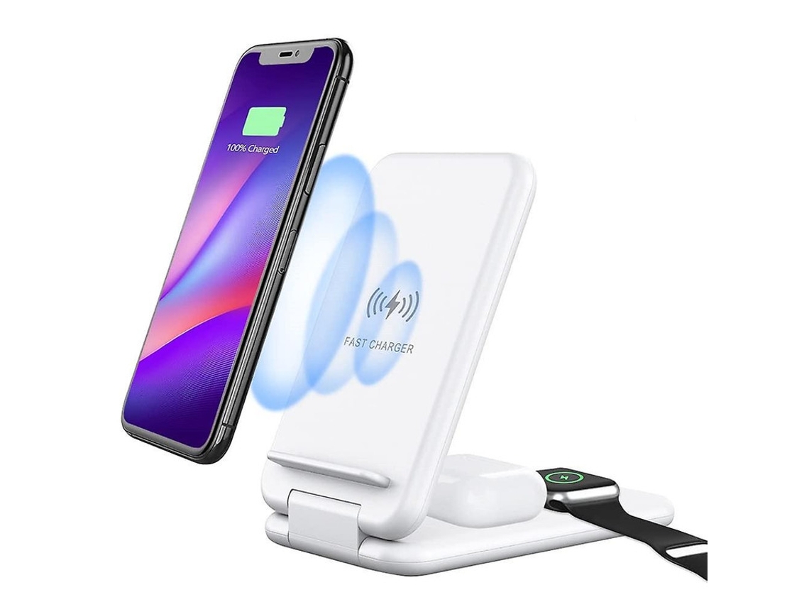 Estación De Carga Sin Hilo Base Rápido Certificación Para Apple Yemaesre Blanco