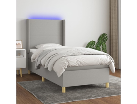 VIDAXL Colchón con somier/LED (Gris - Tela - 90 x 190 cm)