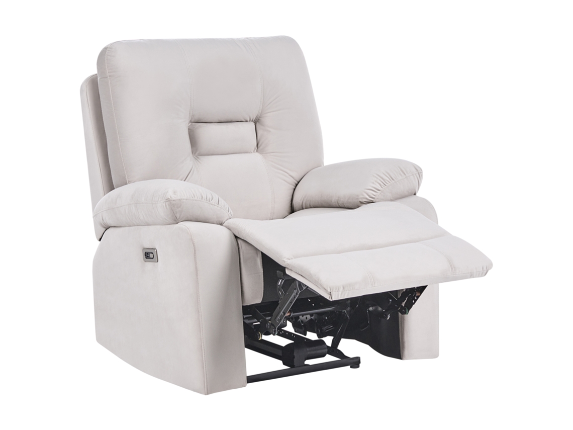 Cadeira Reclinável Beliani Bergen De Veludo Creme 90x72x101