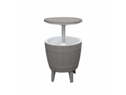 Mesa Nevera Para Jardín De Resina Cosmopolitan Beige Gardiun Capacidad 37 L 48,5x48,5x57/82 Cm Función 3 En 1 Mesita, Nevera Y Asiento Gris