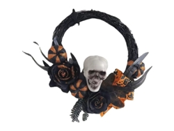 Corona De Halloween Con Calavera Y Fantasma Para Decorar Puertas Y Ventanas.
