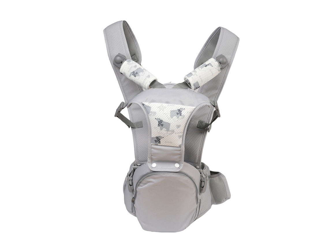 Portabebés Panoona, apto para bebés de entre 3 y 20 kg (7-44 lbs), color gris claro.