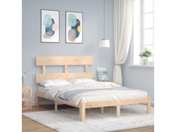 Estructura De Cama Sin Colchón Madera De Pino Blanca 140x200 Cm