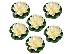 6 Flores De Loto Flotantes, Nenúfares Artificiales, Decoración De Espuma, 10 Cm, Blancas