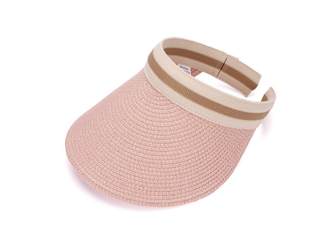 Sombrero De Paja Ancho Para Mujer Verano Playa Golf Sol Capa Plegable Rosa