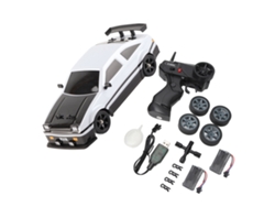 Coche Teledirigido 4x4 A Escala 1:16 Con Luces Led, Batería De 500 Mah, 2,4 Ghz, Blanco Y Negro, Para Niños A Partir De 6 Años.