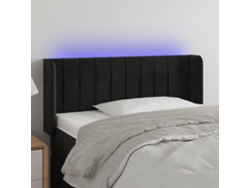 Cabecero Con Led De Terciopelo Negro 83x16x78/88 Cm