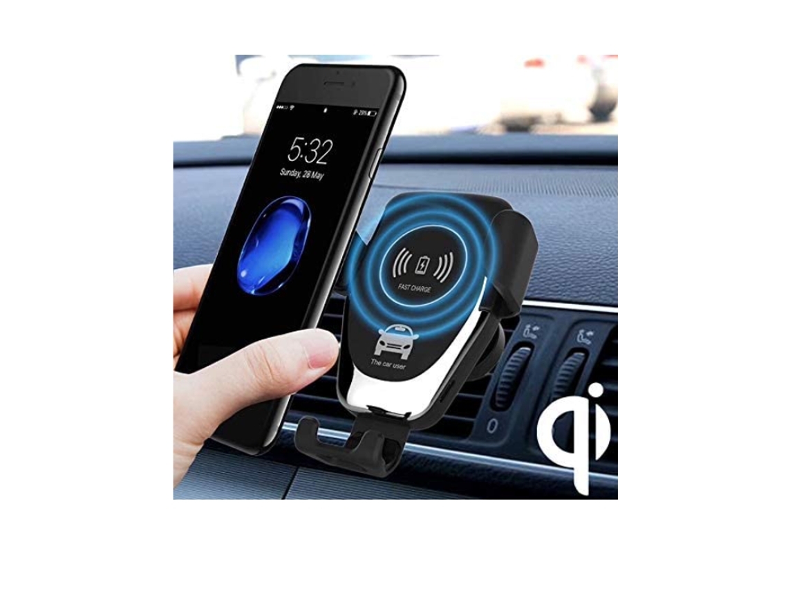 Cargador Carro Indução Gravidade Qi Sem Carregamento YIZHOOD Negro