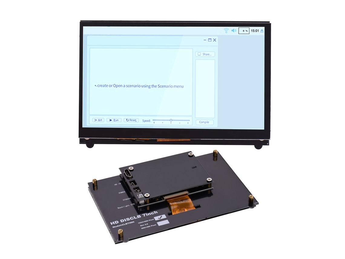 Monitor Portátil Táctil Hd Ips De 7 Pulgadas (1024*600) Para Raspberry Pi, Herramienta Educativa Con Interfaz Usb.
