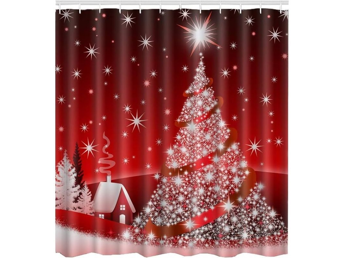 2026-cortina De Ducha Navideña, Decoración Baño Hogar Navidad 180x180 Cm, Poliéster Resistente, Lavable A Máquina