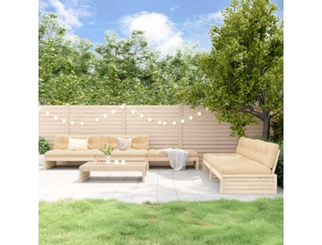 Conjunto 6 de muebles de jardín VIDAXL y cojines madera maciza