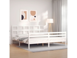 Marco de Cama con Cabecero Madera Blanco (200x200cm)