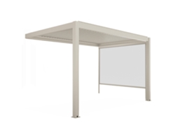 Pérgola Bioclimatique 4x3 M Adossée Manuelle En Aluminio Crème Avec Store Oviala