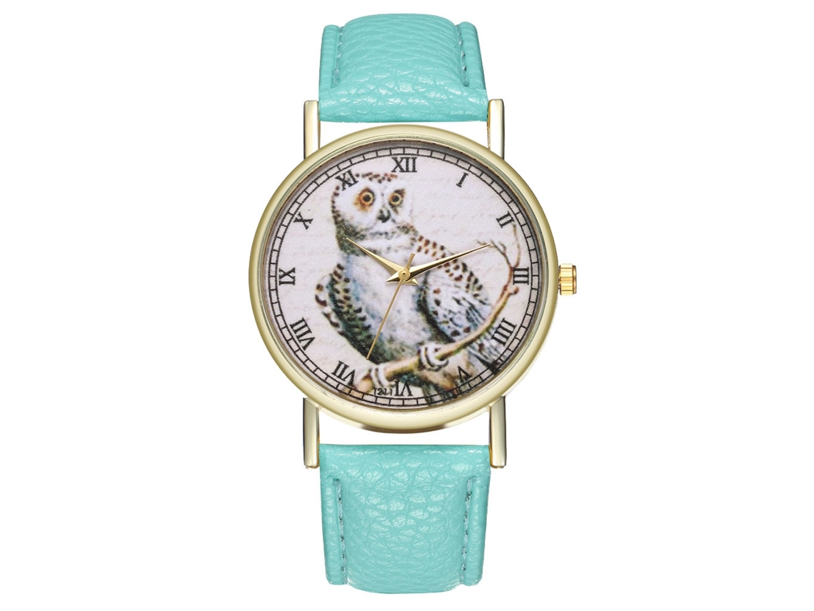 Elegante Reloj De Pulsera De Cuarzo Para Hombre/mujer Con Estampado De Dibujos Animados En Color Menta.