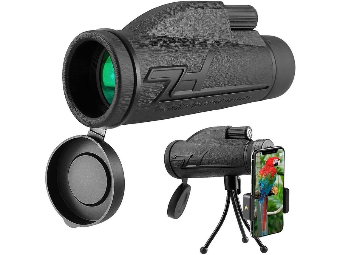 Telescopio monocular HD 12x50 para teléfono celular, binoculares FMC con lente Bak4 y soporte y trípode para escalada, observación de aves y caza.