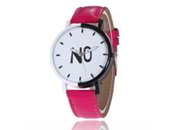 Reloj De Pulsera Unisex De Cuarzo Con Correa De Piel Sintética Y Esfera Redonda (rojo Y Rosa).