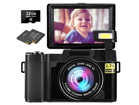 Cámara Digital MOROROR 30.0 Mp 2.7K 32Gb HD Full Video Vlog con lente gran angular Pantalla abatible de 3 pulgadas