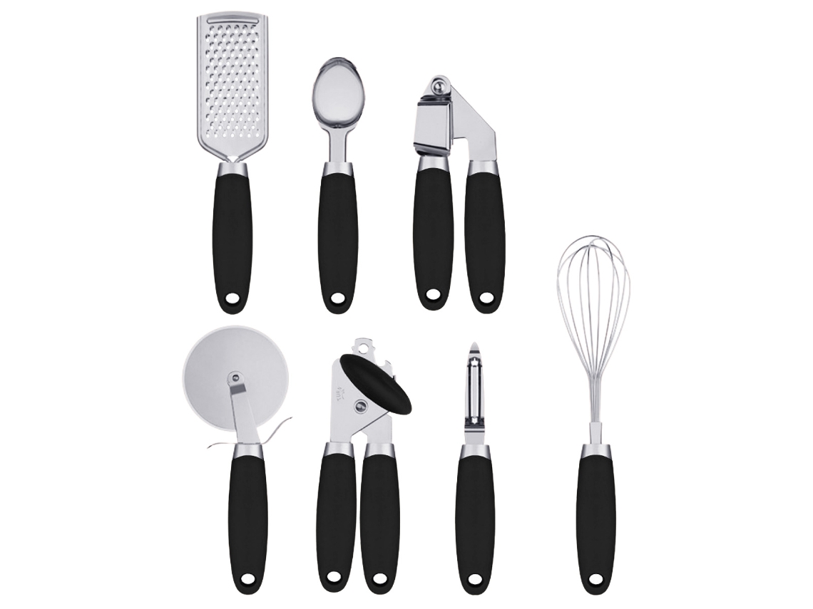 Juego de utensilios de cocina coloridos (7 piezas), utensilios de acero inoxidable recubiertos de cobre NEVEANCE