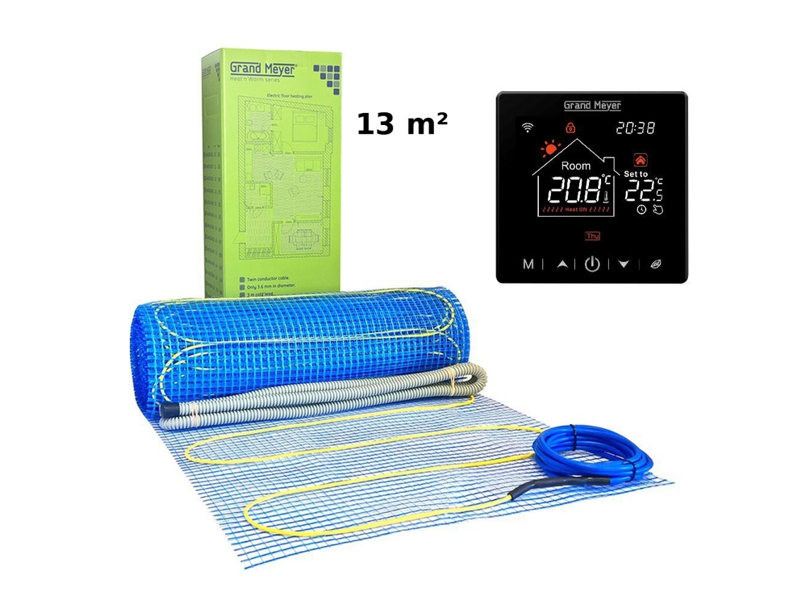 Kit de calefacción eléctrica por suelo radiante de 13 m², 170 W/m², termostato SN 20, Grand Meyer