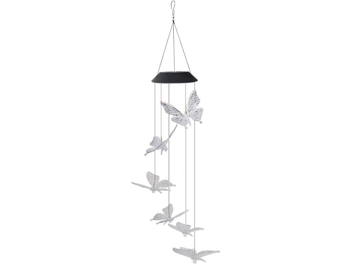 Lámpara Decorativa Led Solar Con Forma De Mariposa Y Campanilla De Viento Para Jardines Interiores Y Exteriores Ip65