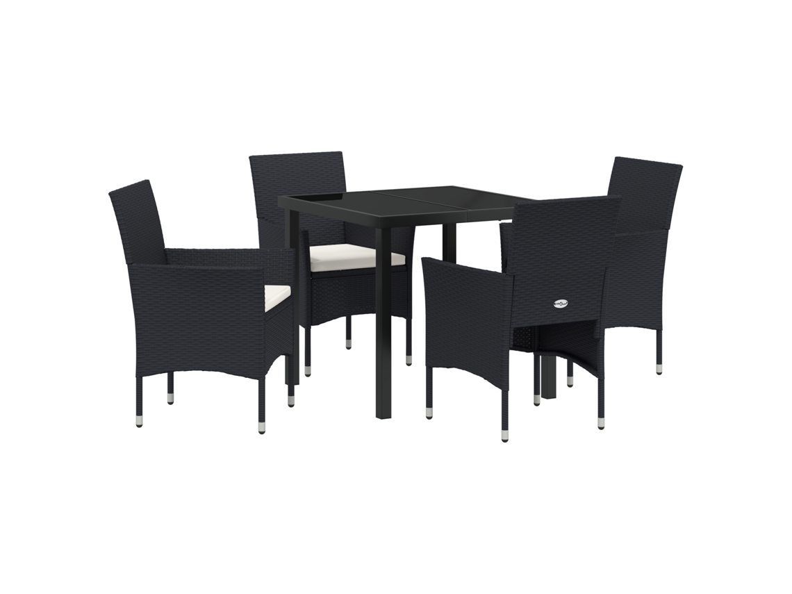 Conjunto de comedor de jardín Vidaxl de 5 piezas de ratán negro de polietileno