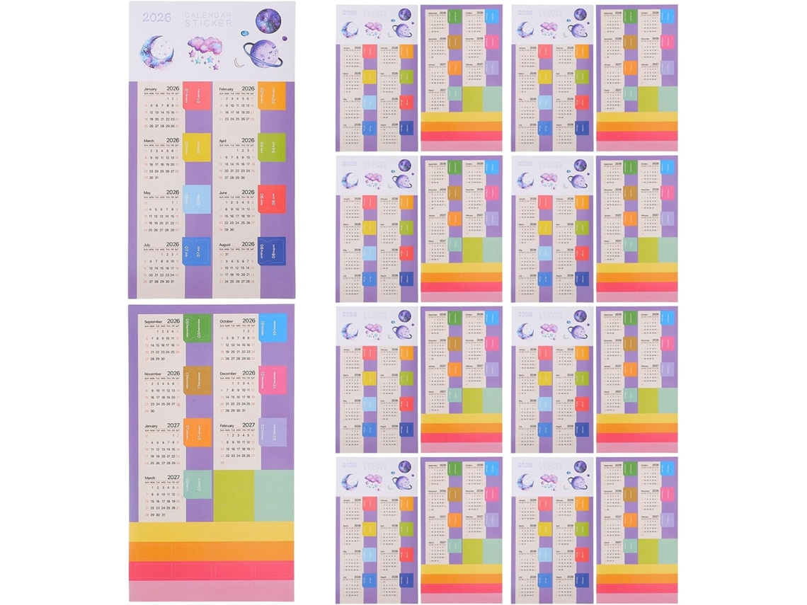 Pegatinas De Calendario 2026 Para Agenda Mensual | Pegatinas Con Pestañas Removibles