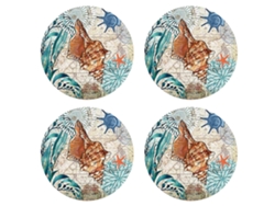 Posavasos de piedra con soporte, base de corcho con temática de playa tropical, para regalos de nuevo hogar NEVEANCE