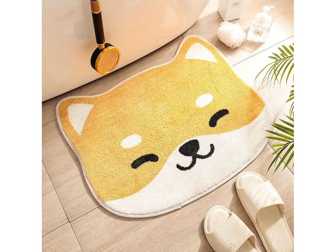 2026-alfombra Baño Lavable Cute Perro Gato Microfibra Antideslizante Niños Baño Cocina Dormitorio Amarillo