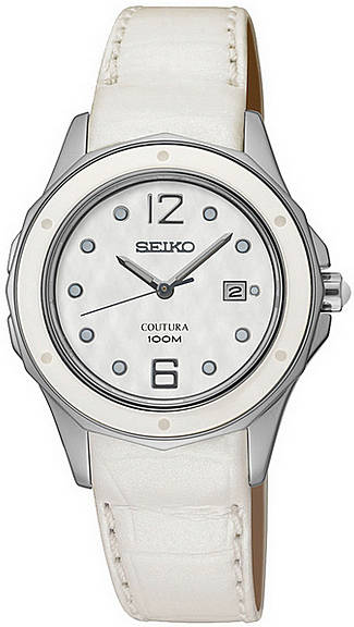 Reloj Seiko Mujer piel blanco para de cuarzo con brazalete vaca sxde79p2