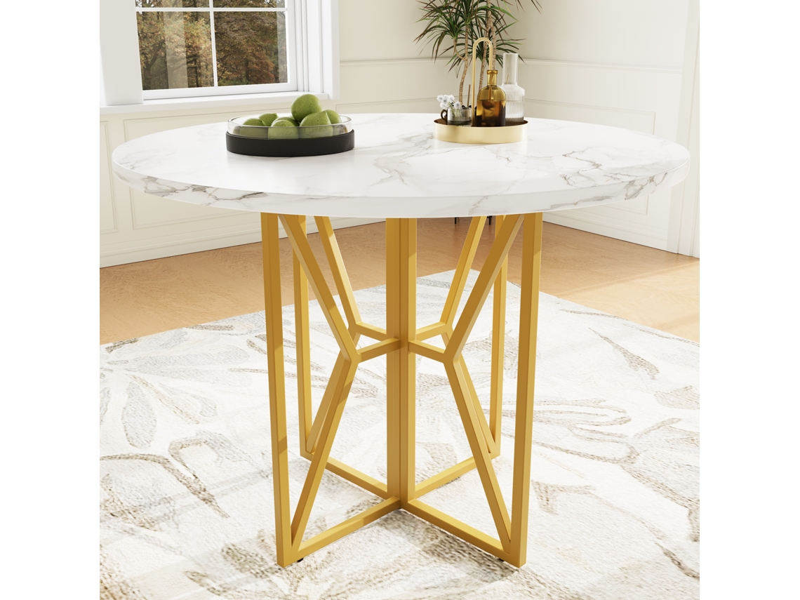Mesa De Comedor Redonda (80 X 80 X 76 Cm), Ligera Y Lujosa, Para 4 A 6 Personas, Ideal Para Comedores Y Salones.