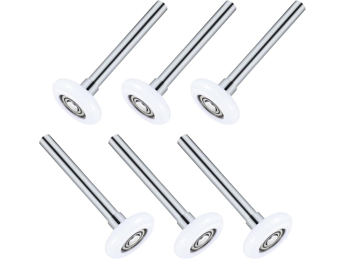 Juego De 6 Rodillos De Nailon Blanco Para Garaje De 45x120 Mm Con 6 Puertas De 45x120 Mm.