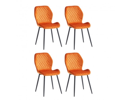 Silla de comedor molina Juego de 4 naranja acolchado de tela suave 48x59,5x86 cm espuma de moda carga máxima de 120 kg CASA VITAL