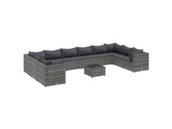 Maison Exclusive - Set De Muebles De Jardín 11 Pzas Y Cojines Ratán Sintético Gris