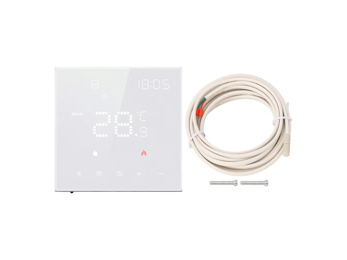 Termostato Inteligente Digital Táctil Blanco Para Calefacción Eléctrica Por Suelo Radiante 100-250 V Ca 16 A