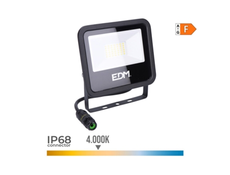 Proyector Led 30W 2370Lm 4000K Luz Día 15 8X13 5X2 9Cm Serie Negro Edm CONFORHOME