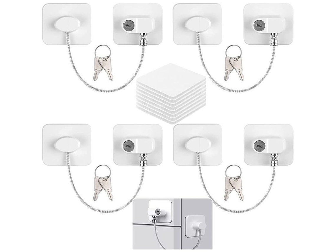 Cerraduras De Seguridad Para Niños Para Ventanas Y Refrigeradores Con 8 Llaves, 4 Unidades, Fácil Instalación, Aplicación Versátil.