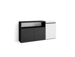 Aparadores para salón 150x75x35cm 3 Puertas Armario zapatero Blanco y negro