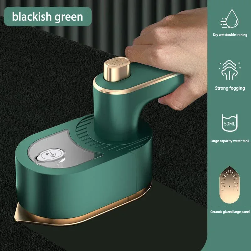 Plancha de vapor plegable de 180° (verde), plancha portátil 3 en 1 con doble vapor.