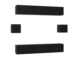 Maison Exclusive - Conjunto De Mueble De Tv 8 Pcs Roble Negro Madera De Ingeniería