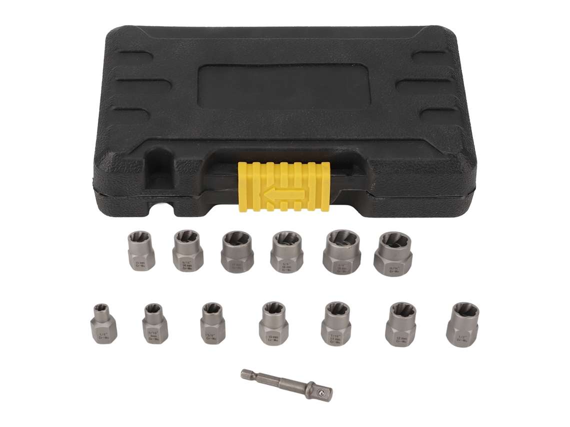 14pcs Extrator de Porcas Aço Cromo Molibdênio 3/8in para Indústria da Construção